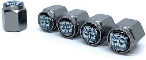 Autobots Decepticons - أغطية جذعية للصمامات المعدنية الممتازة العالمية والمتينة (5 عبوات): متوافقة مع السيارات وسيارات الدفع الرباعي والشاحنات والدراجات النارية والدراجات، وتصميم سداسي وختم مطاطي. in Kuwait