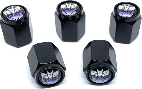 Autobots Decepticons - أغطية جذعية للصمامات المعدنية الممتازة العالمية والمتينة (5 عبوات): متوافقة مع السيارات وسيارات الدفع الرباعي والشاحنات والدراجات النارية والدراجات، وتصميم سداسي وختم مطاطي. in Kuwait
