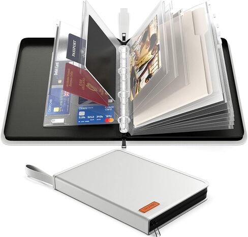 Waterproof Document Organizer Folio, Fireproof Document Bag for Home, 4 Ring Zipper Binder for Important Document Storage and Bill, in Case I Go Missing Binder for Birth Certificate Protector in Saudi Arabia