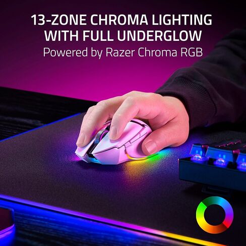 ماوس الألعاب اللاسلكي Razer Basilisk V3 Pro 35K: عجلة إمالة HyperScroll - مستشعر بصري 35K DPI Gen 2-13 عناصر تحكم قابلة للتخصيص - Chroma RGB - مفاتيح بصرية Gen 3 - بطارية تصل إلى 140 ساعة - أسود in Saudi Arabia