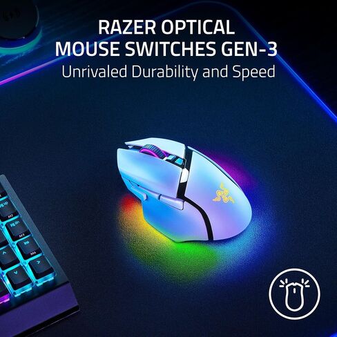 ماوس الألعاب اللاسلكي Razer Basilisk V3 Pro 35K: عجلة إمالة HyperScroll - مستشعر بصري 35K DPI Gen 2-13 عناصر تحكم قابلة للتخصيص - Chroma RGB - مفاتيح بصرية Gen 3 - بطارية تصل إلى 140 ساعة - أسود in Saudi Arabia