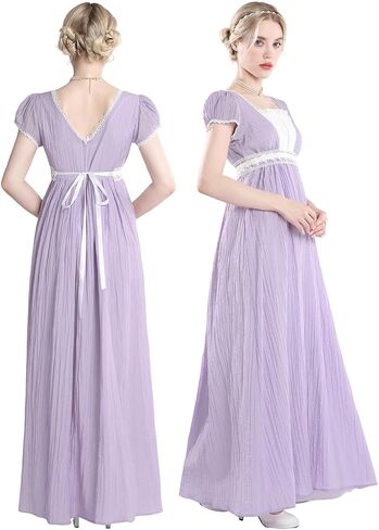 LTAKK Regency Dress Women Victorian Regency Costume Empire Waist Dresses Tea Party Gown in Kuwait