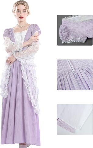 LTAKK Regency Dress Women Victorian Regency Costume Empire Waist Dresses Tea Party Gown in Kuwait
