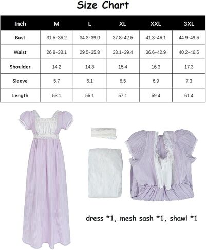 LTAKK Regency Dress Women Victorian Regency Costume Empire Waist Dresses Tea Party Gown in Kuwait