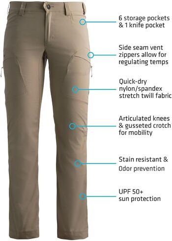 Whitewater Prevail Fishing and Outdoor Pants for Men - Quick-Dry, UPF 50+, Stain & Odor Resistant in Kuwait