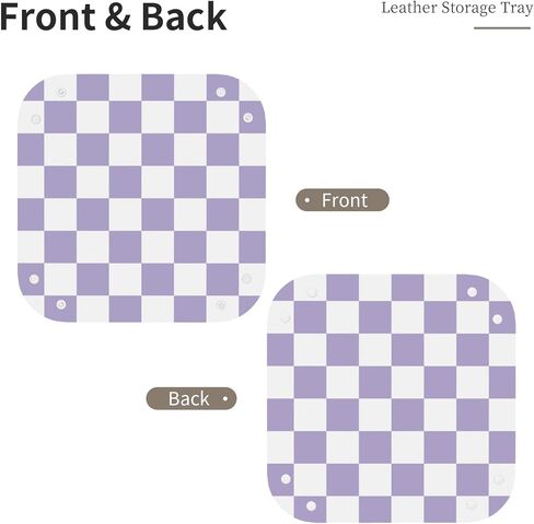 Ralxion Checkered Jewelry Tray, Purple PU Leather Cute Aesthetic Checkered Room Decor Preppy Accessories for Teen Girls Women, 8 Inches in Saudi Arabia