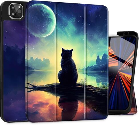 Tuiklol Case for iPad Pro 12.9 inch Generation 6th/5th/4th/3rd 2022 2021 2020 2018 Release - Built in Pencil Holder Slim Protective Stand Back Cover with Auto Wake/Sleep iPad Cover,Abstract Leaves in Kuwait