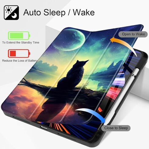 Tuiklol Case for iPad Pro 12.9 inch Generation 6th/5th/4th/3rd 2022 2021 2020 2018 Release - Built in Pencil Holder Slim Protective Stand Back Cover with Auto Wake/Sleep iPad Cover,Abstract Leaves in Kuwait