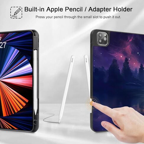 Tuiklol Case for iPad Pro 12.9 inch Generation 6th/5th/4th/3rd 2022 2021 2020 2018 Release - Built in Pencil Holder Slim Protective Stand Back Cover with Auto Wake/Sleep iPad Cover,Abstract Leaves in Kuwait