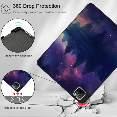 Tuiklol Case for iPad Pro 12.9 inch Generation 6th/5th/4th/3rd 2022 2021 2020 2018 Release - Built in Pencil Holder Slim Protective Stand Back Cover with Auto Wake/Sleep iPad Cover,Abstract Leaves in Kuwait