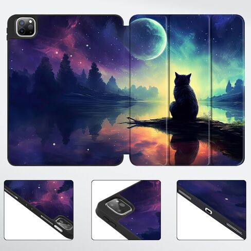 Tuiklol Case for iPad Pro 12.9 inch Generation 6th/5th/4th/3rd 2022 2021 2020 2018 Release - Built in Pencil Holder Slim Protective Stand Back Cover with Auto Wake/Sleep iPad Cover,Abstract Leaves in Kuwait