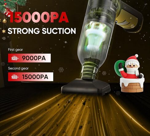 Car Vacuum Cleaner High Power|3 in 1 Portable Cordless Handheld Vacuum|15000PA Brushless Motor|Super Suction Mini Car Vacuum with Super Endurance for Car and Home in Kuwait
