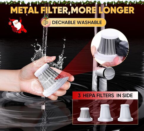 Car Vacuum Cleaner High Power|3 in 1 Portable Cordless Handheld Vacuum|15000PA Brushless Motor|Super Suction Mini Car Vacuum with Super Endurance for Car and Home in Kuwait