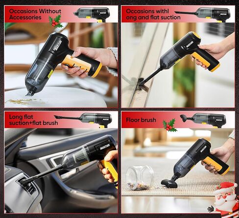 Car Vacuum Cleaner High Power|3 in 1 Portable Cordless Handheld Vacuum|15000PA Brushless Motor|Super Suction Mini Car Vacuum with Super Endurance for Car and Home in Kuwait