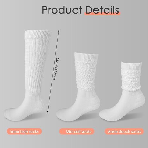 6 Pairs Slouch Socks for Women Bulk Stacked Socks Winter Knee Thigh High Slouch Socks Boot Socks Size 5-10 in Saudi Arabia