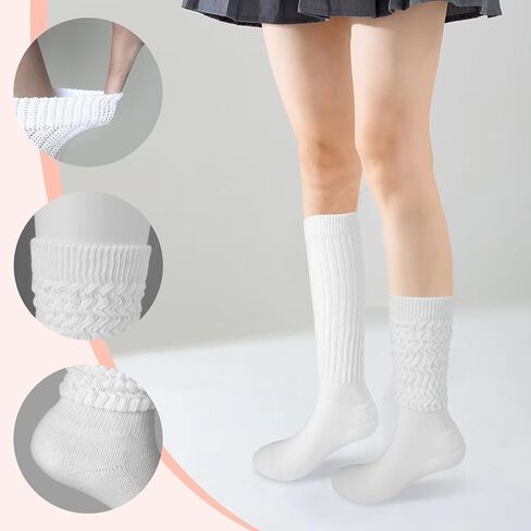 6 Pairs Slouch Socks for Women Bulk Stacked Socks Winter Knee Thigh High Slouch Socks Boot Socks Size 5-10 in Saudi Arabia