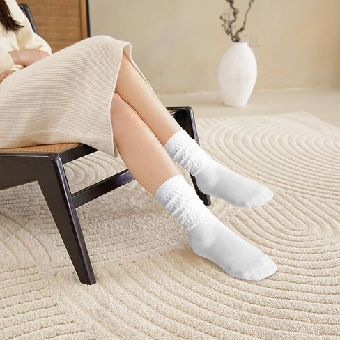 6 Pairs Slouch Socks for Women Bulk Stacked Socks Winter Knee Thigh High Slouch Socks Boot Socks Size 5-10 in Saudi Arabia