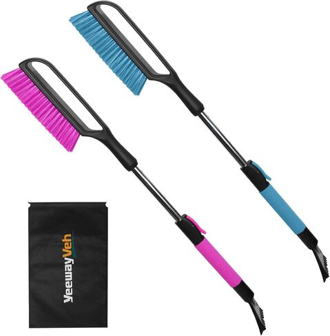 35 inch Snow Brush and Ice Scraper for Car Windshield, Extendable Snow Brush for Car with Soft Grip & Additional Handhold, 2 in 1 Detachable Snow Scraper for Car Truck SUV Vehicle, Magenta in Saudi Arabia