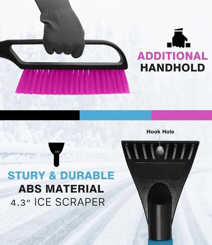 35 inch Snow Brush and Ice Scraper for Car Windshield, Extendable Snow Brush for Car with Soft Grip & Additional Handhold, 2 in 1 Detachable Snow Scraper for Car Truck SUV Vehicle, Magenta in Saudi Arabia