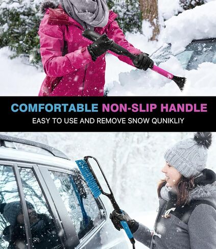 35 inch Snow Brush and Ice Scraper for Car Windshield, Extendable Snow Brush for Car with Soft Grip & Additional Handhold, 2 in 1 Detachable Snow Scraper for Car Truck SUV Vehicle, Magenta in Saudi Arabia