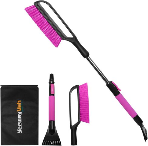 35 inch Snow Brush and Ice Scraper for Car Windshield, Extendable Snow Brush for Car with Soft Grip & Additional Handhold, 2 in 1 Detachable Snow Scraper for Car Truck SUV Vehicle, Magenta in Saudi Arabia