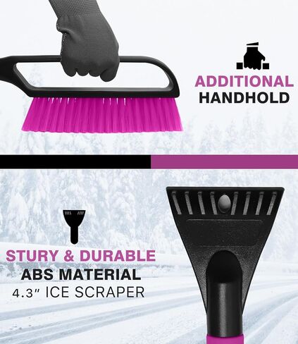 35 inch Snow Brush and Ice Scraper for Car Windshield, Extendable Snow Brush for Car with Soft Grip & Additional Handhold, 2 in 1 Detachable Snow Scraper for Car Truck SUV Vehicle, Magenta in Saudi Arabia