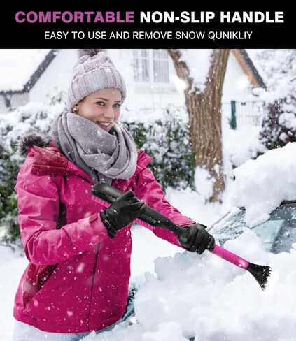 35 inch Snow Brush and Ice Scraper for Car Windshield, Extendable Snow Brush for Car with Soft Grip & Additional Handhold, 2 in 1 Detachable Snow Scraper for Car Truck SUV Vehicle, Magenta in Saudi Arabia