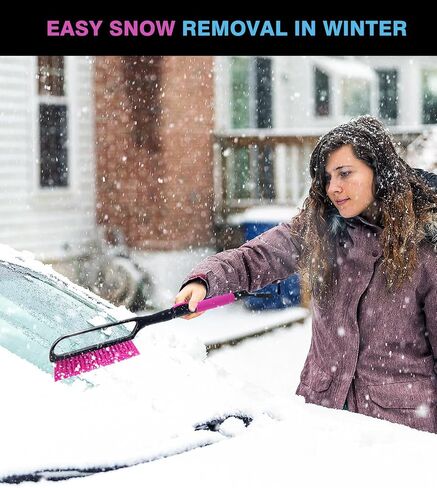 35 inch Snow Brush and Ice Scraper for Car Windshield, Extendable Snow Brush for Car with Soft Grip & Additional Handhold, 2 in 1 Detachable Snow Scraper for Car Truck SUV Vehicle, Magenta in Saudi Arabia