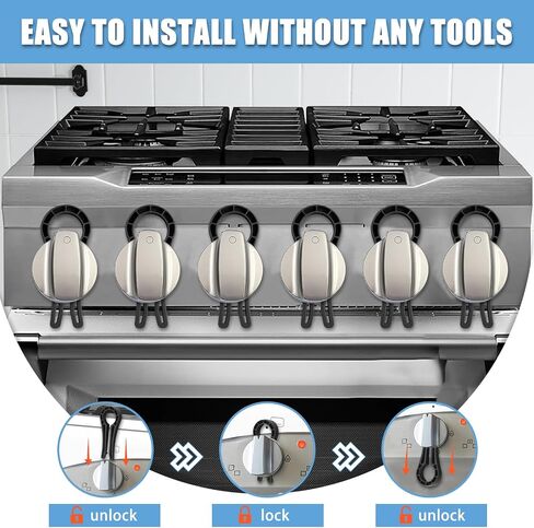 Stove Knob Safety Locks – Gas Stove Oven Knob Safety Covers –Child and Pets Proofing Locks (6 Pack) Grey in Saudi Arabia