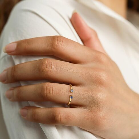 حلقات جوهرة الميلاد الصغيرة اللذيذة من Honsny للنساء غير مشوهة مطلية بالذهب عيار 14 قيراط حلقات رقيقة قابلة للتكديس للمراهقين لا تسبب الحساسية وقابلة للتعديل لطيف مكعب زركونيا خاتم الإبهام هدايا مجوهرات الأم والابنة in Kuwait