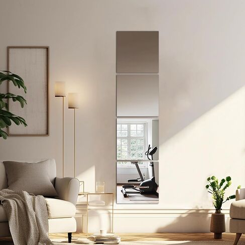Home Gym Mirror Tiles, Large Workout Mirrors for Home Gym,Square Mirror(Glass,16x12''-12PCS), Large Full Body Mirror for Gym, Wall Mirror for Garage, Bedroom, Bathroom (Glass - 16''x12'' - 12PCS) in Saudi Arabia