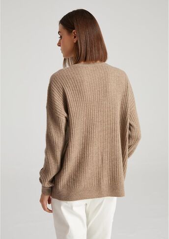 GreenMount Women's Crew-Neck Cashmere Sweater with Split Hem Oversize Dropped Shoulders 100% Pure Cashmere Sweater in Saudi Arabia
