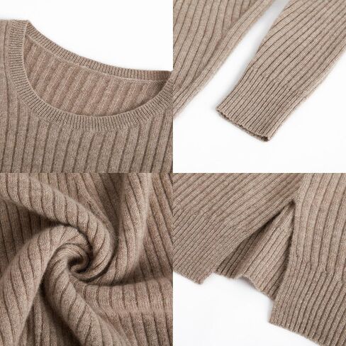 GreenMount Women's Crew-Neck Cashmere Sweater with Split Hem Oversize Dropped Shoulders 100% Pure Cashmere Sweater in Saudi Arabia