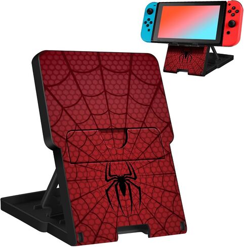 حامل Lotadilo Switch لجهاز Nintendo Switch/OLED - حامل لطيف للنساء والفتيات والأولاد والأطفال والمراهقين بتصميم كرتوني رائع حامل هاتف قابل للتعديل وقابل للحمل وقابل للطي، أسود وأحمر in Kuwait