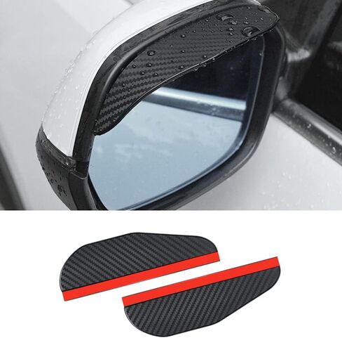 2PCS Car Rear View Mirror Rain Visor Guard,Universal Car Rear View Mirror Rain Cover,Waterproof Auto Mirror Rain Visor,Carbon Fiber Car Side Mirror Rain Eyebrow (Black) in Saudi Arabia