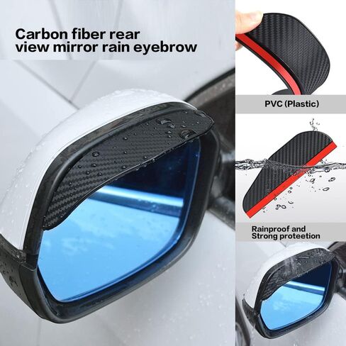 2PCS Car Rear View Mirror Rain Visor Guard,Universal Car Rear View Mirror Rain Cover,Waterproof Auto Mirror Rain Visor,Carbon Fiber Car Side Mirror Rain Eyebrow (Black) in Saudi Arabia