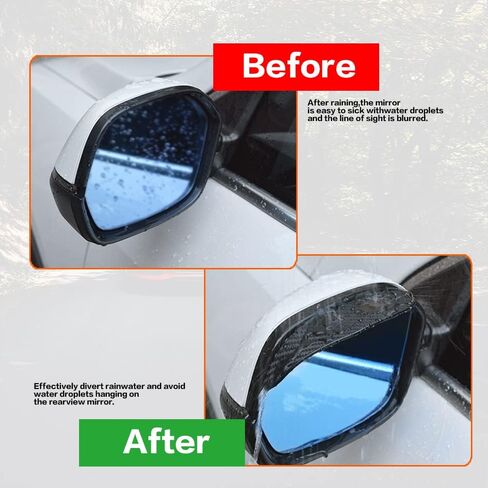 2PCS Car Rear View Mirror Rain Visor Guard,Universal Car Rear View Mirror Rain Cover,Waterproof Auto Mirror Rain Visor,Carbon Fiber Car Side Mirror Rain Eyebrow (Black) in Saudi Arabia