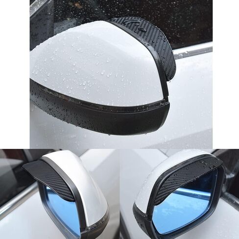 2PCS Car Rear View Mirror Rain Visor Guard,Universal Car Rear View Mirror Rain Cover,Waterproof Auto Mirror Rain Visor,Carbon Fiber Car Side Mirror Rain Eyebrow (Black) in Saudi Arabia