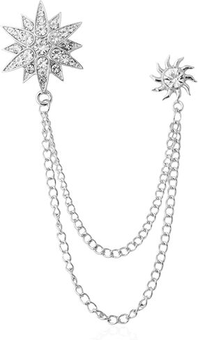 Rhinestone Star Brooch Pin for Women Men Dainty Gold Plated Crystal CZ Snowflake Tassel Exquisite Lapel Pins Dress Suit Bouquet Accessories Jewelry in Kuwait