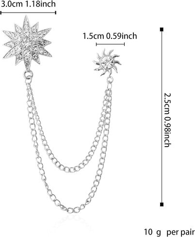 Rhinestone Star Brooch Pin for Women Men Dainty Gold Plated Crystal CZ Snowflake Tassel Exquisite Lapel Pins Dress Suit Bouquet Accessories Jewelry in Kuwait