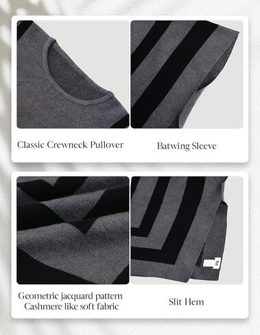 PULI Womens Jacquard Pullover Ponchos Sweater Elegant Shawl Wraps Warm Travel Sweaters for Fall Winter in Kuwait