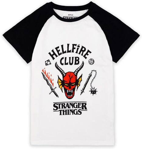 Stranger Things Hellfire Club T-Shirt for Kids | Boys Girls Hawkins Society Eddie White Outfit | Season 4 Merchandise in Saudi Arabia