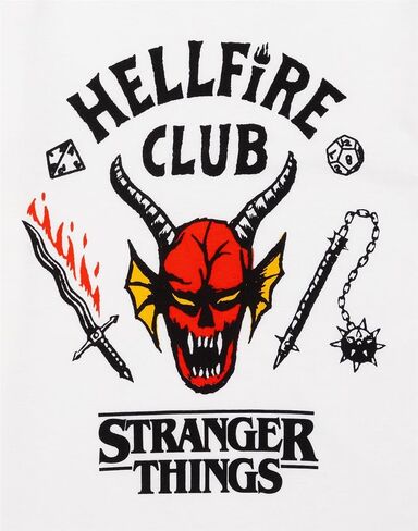 Stranger Things Hellfire Club T-Shirt for Kids | Boys Girls Hawkins Society Eddie White Outfit | Season 4 Merchandise in Saudi Arabia