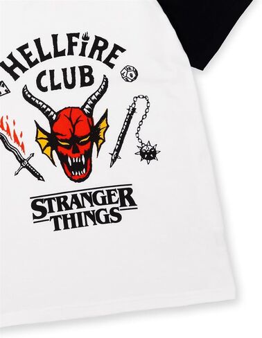 Stranger Things Hellfire Club T-Shirt for Kids | Boys Girls Hawkins Society Eddie White Outfit | Season 4 Merchandise in Saudi Arabia