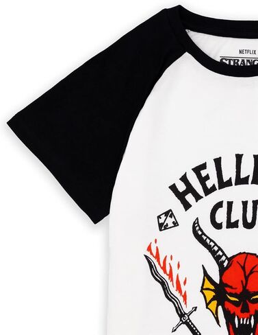 Stranger Things Hellfire Club T-Shirt for Kids | Boys Girls Hawkins Society Eddie White Outfit | Season 4 Merchandise in Saudi Arabia