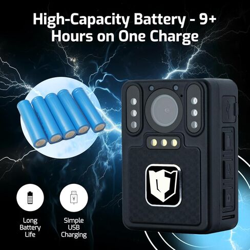 WiFi Body Camera with HD 2K Video Audio Recording - Body Worn Cam with 160° Wide View Lens, Night Vision | Smartphone Control, App Required Cam for Civilians, Security, Law Enforcement in Saudi Arabia
