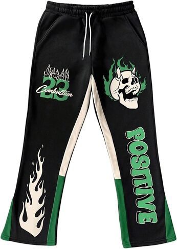 SHENHE Men's Graphic Skull Letter Drawstring Sweatpants Streetwear Track Pants with Pockets in Saudi Arabia