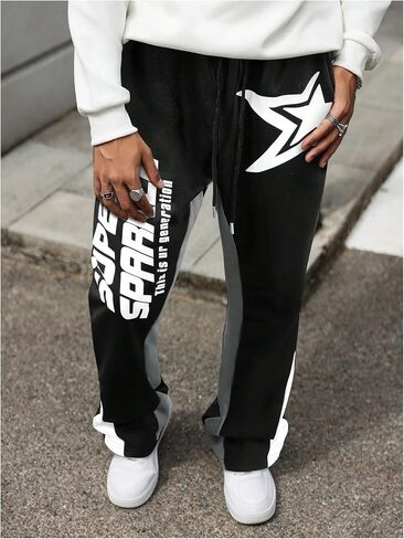 SHENHE Men's Graphic Skull Letter Drawstring Sweatpants Streetwear Track Pants with Pockets in Saudi Arabia