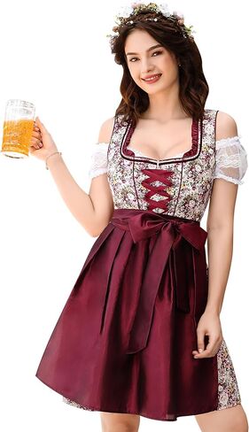 GloryStar Women German Dirndl Dress Traditional Bavarian Beer Garden 3 Pieces Oktoberfest Costumes in Kuwait