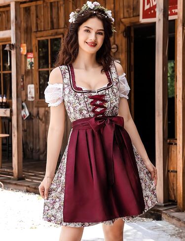 GloryStar Women German Dirndl Dress Traditional Bavarian Beer Garden 3 Pieces Oktoberfest Costumes in Kuwait